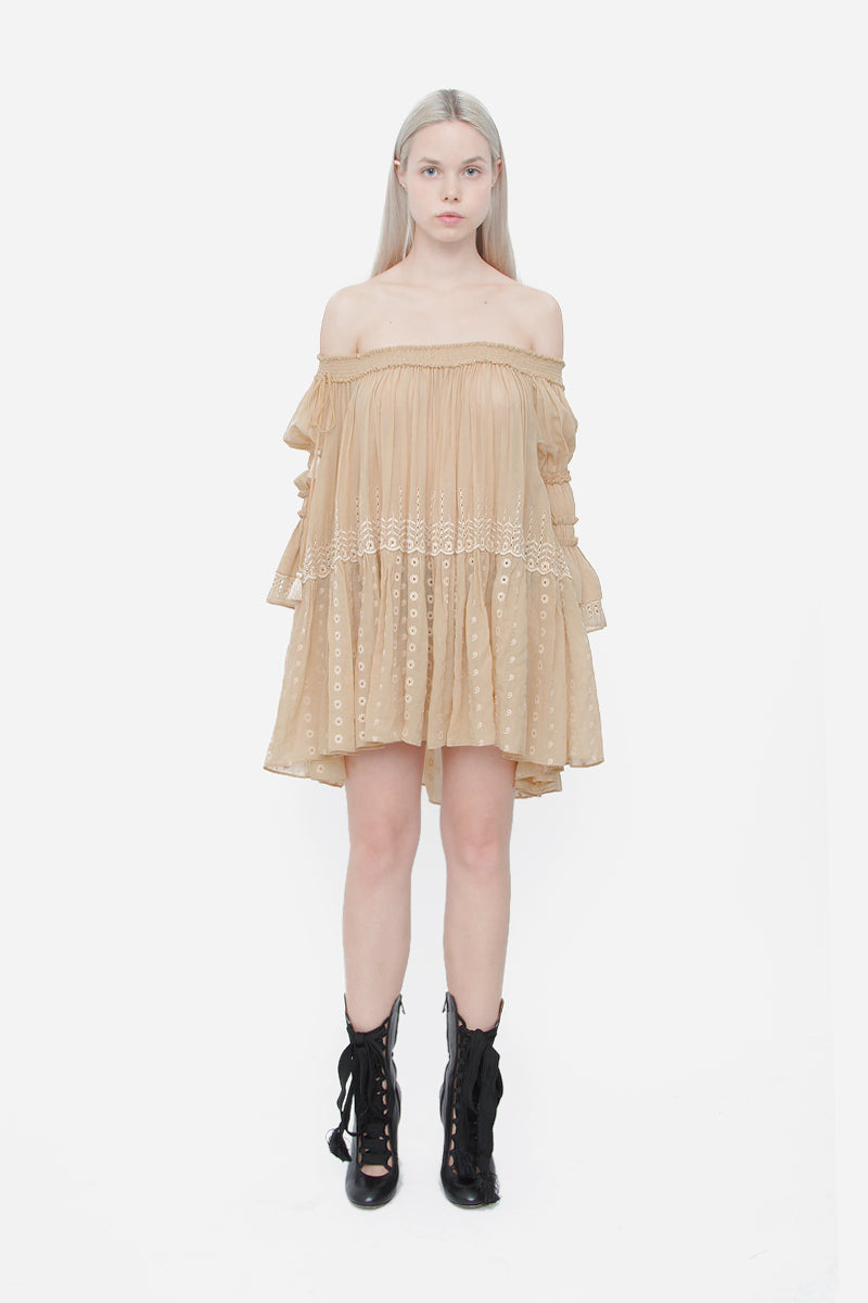 SMOCKED VOILE TUNIC