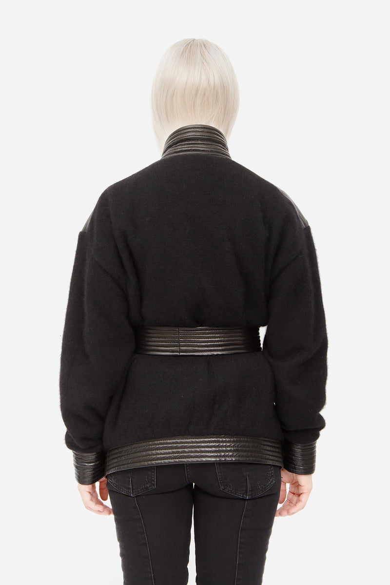 WOOL LEATHER WRAP JACKET