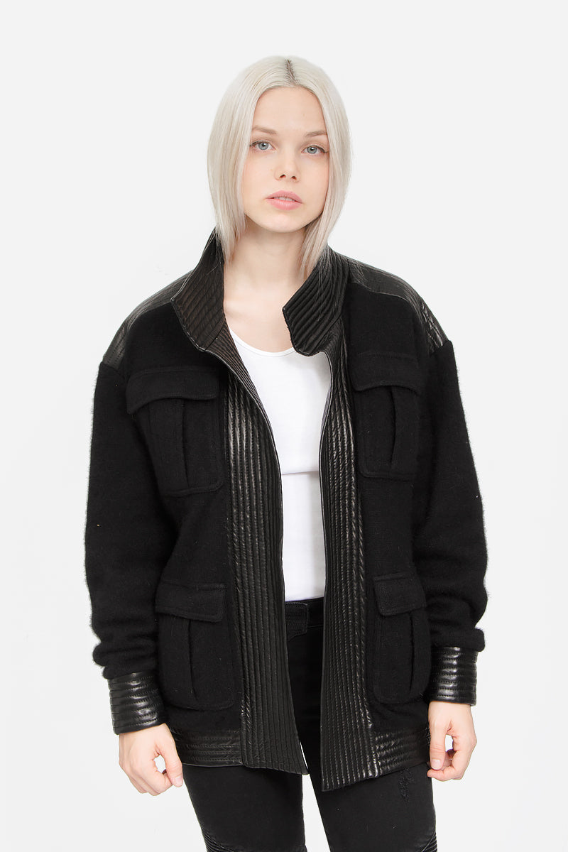 WOOL LEATHER WRAP JACKET