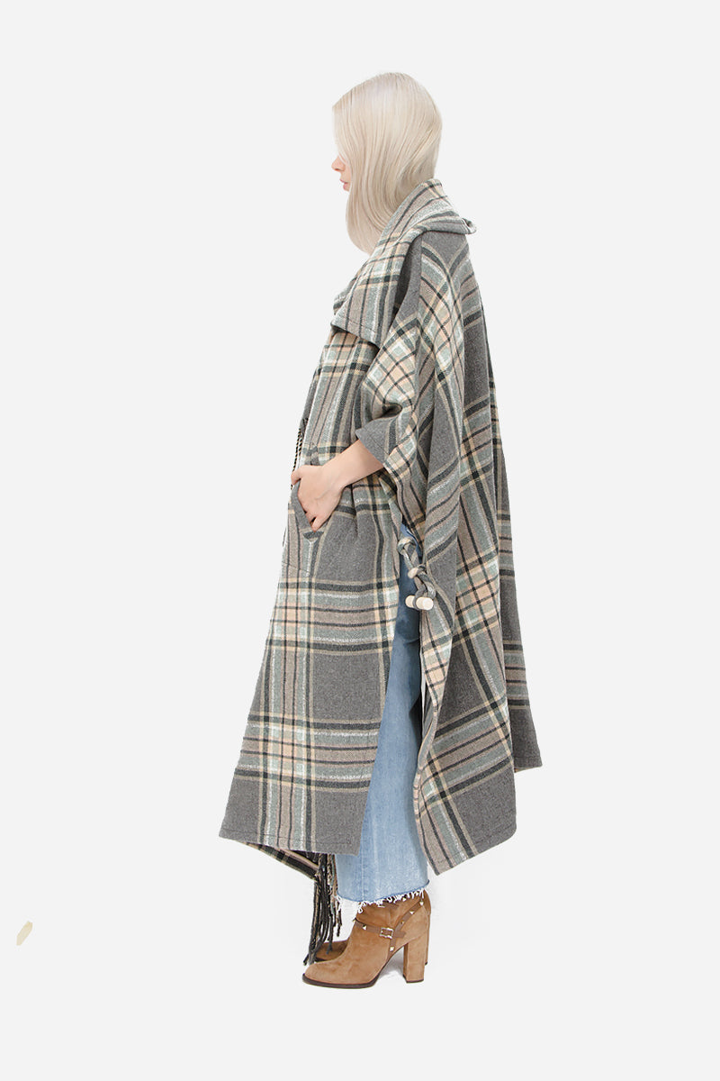 PLAID CAPE PONCHO