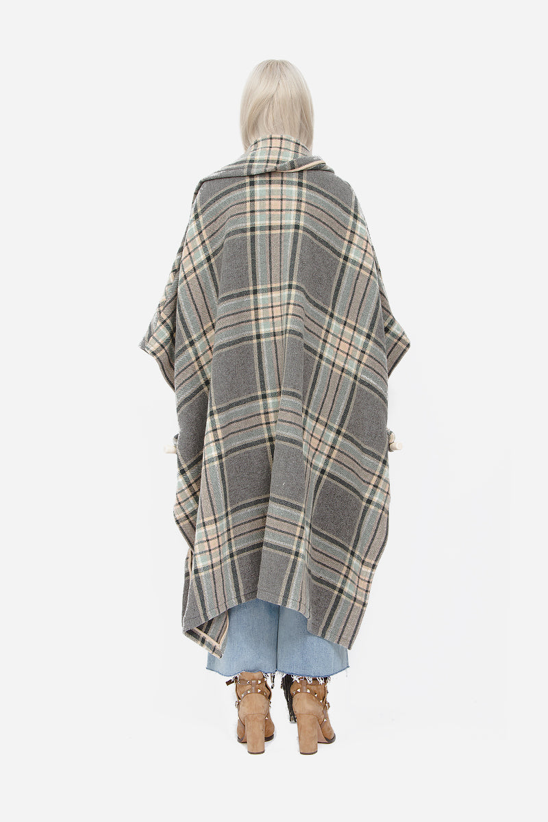 PLAID CAPE PONCHO