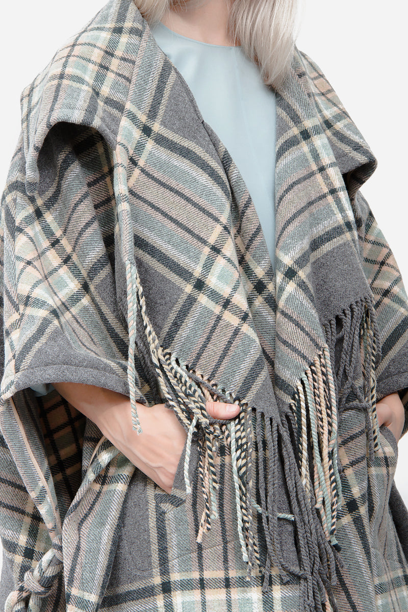 PLAID CAPE PONCHO