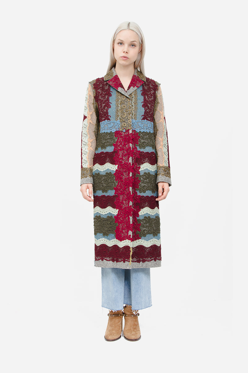 PATCHWORK FELT WOOL COAT