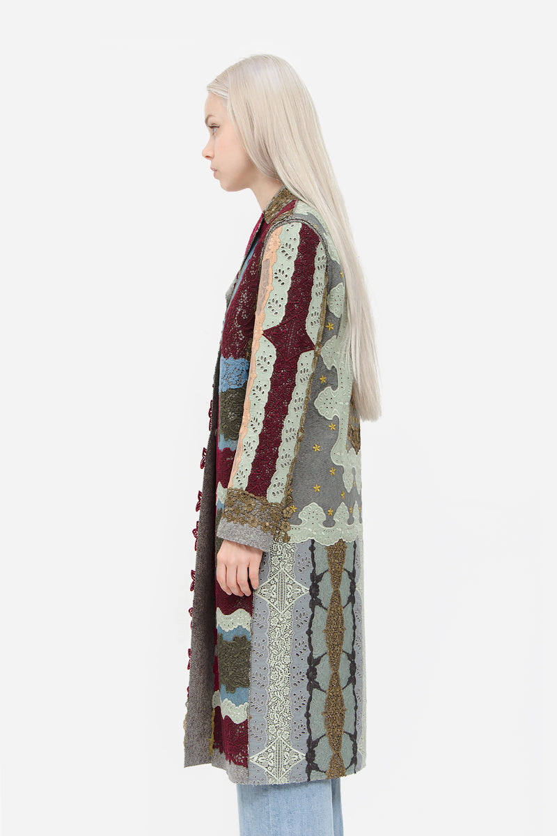 PATCHWORK FELT WOOL COAT