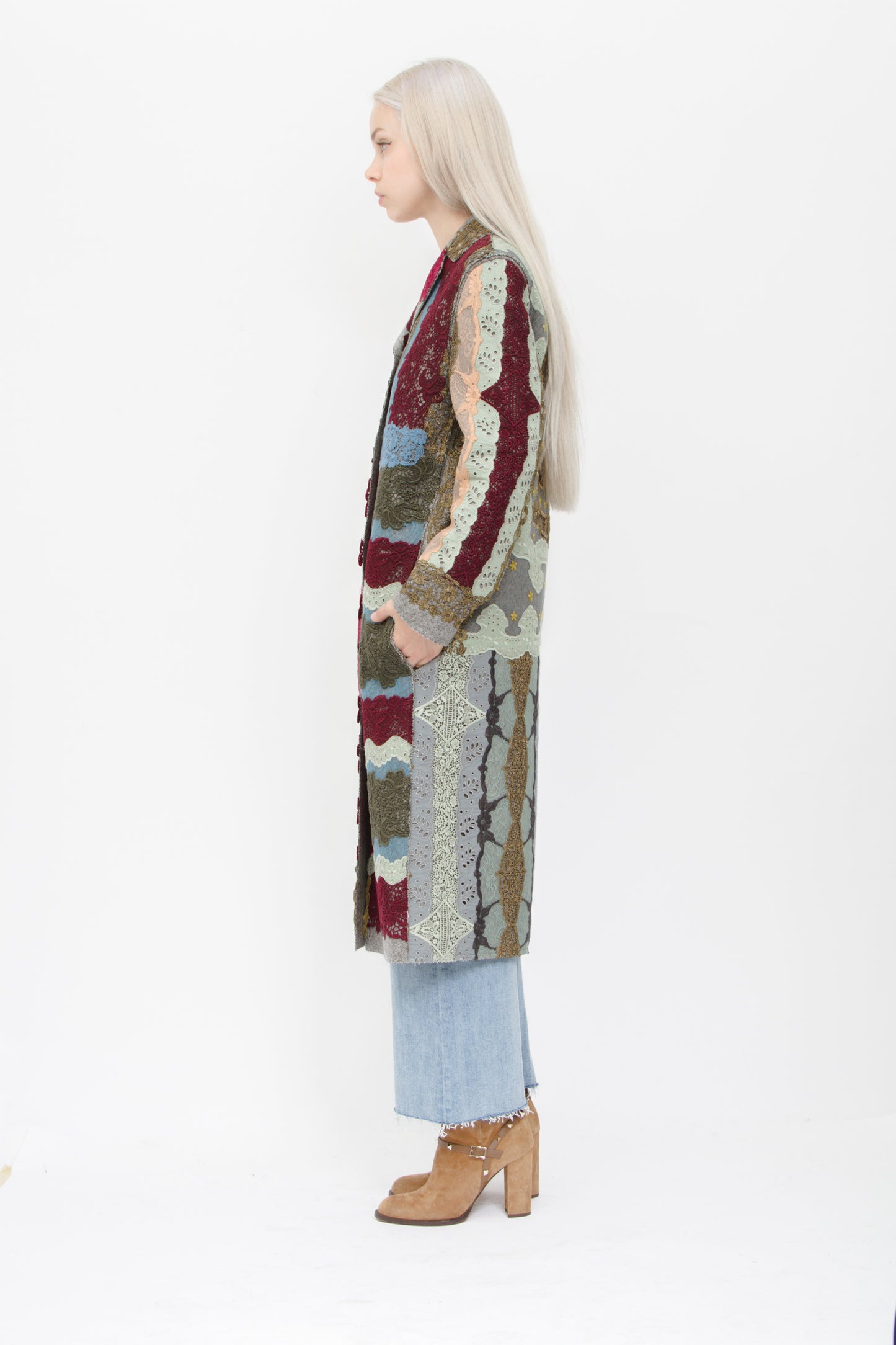 PATCHWORK FELT WOOL COAT