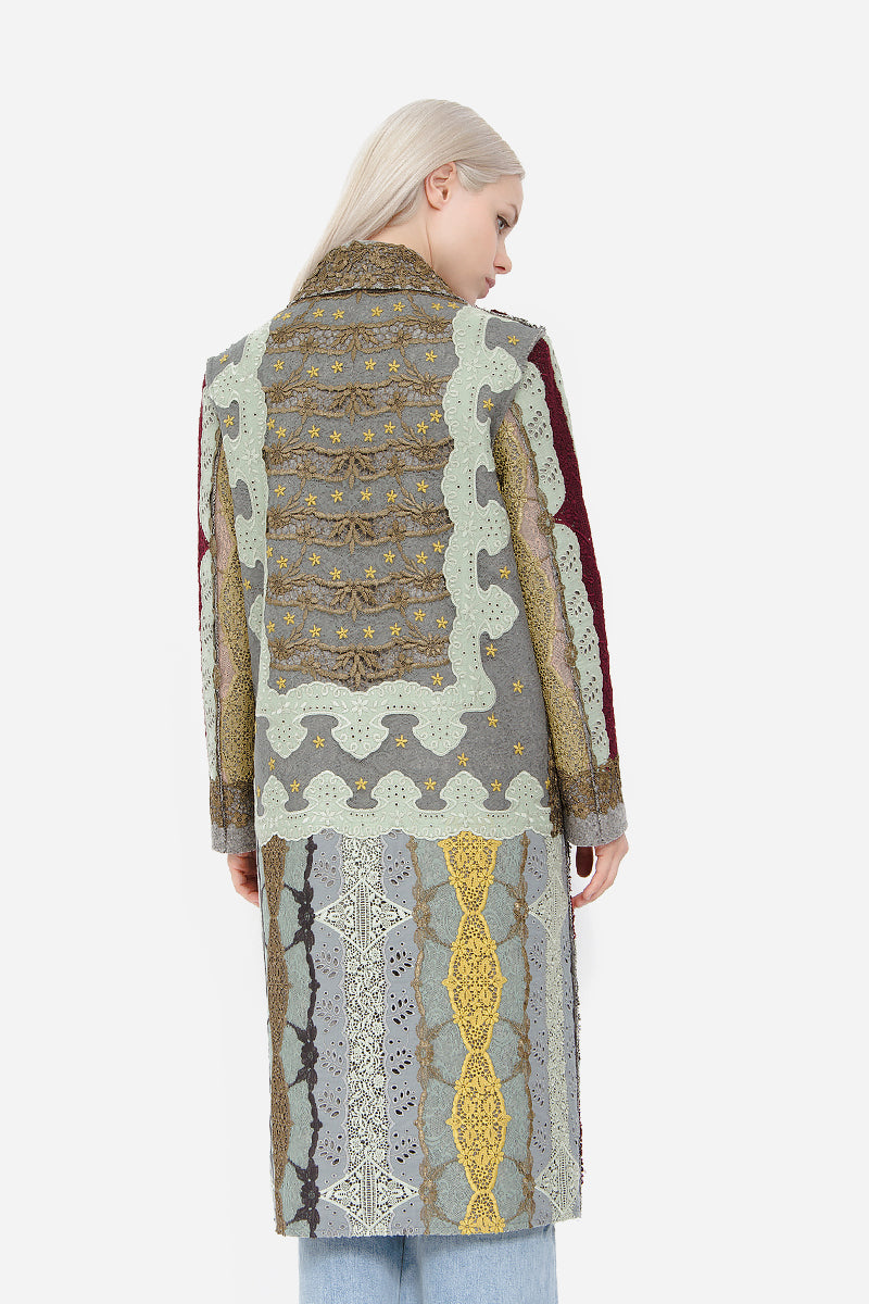 PATCHWORK FELT WOOL COAT
