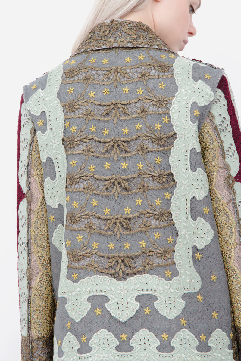 PATCHWORK FELT WOOL COAT