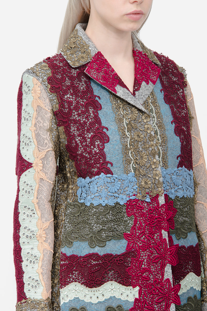 PATCHWORK FELT WOOL COAT