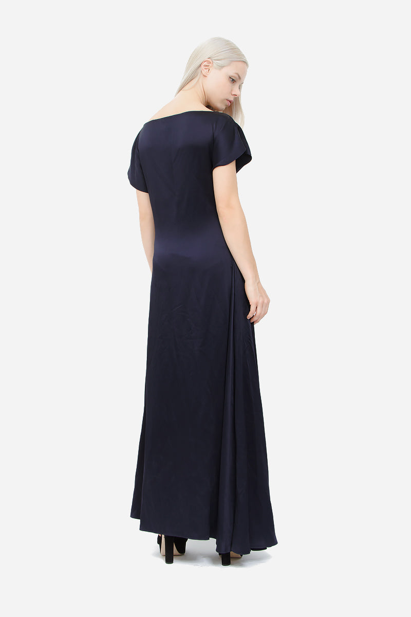 NAVY SATIN GOWN