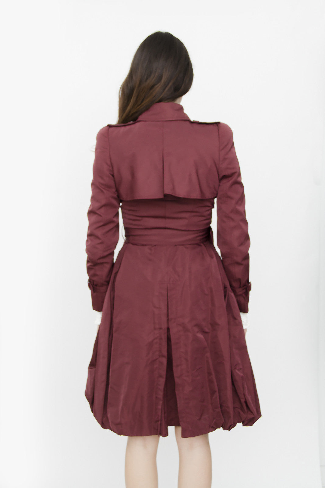 BELTED BURGUNDY PEACOAT