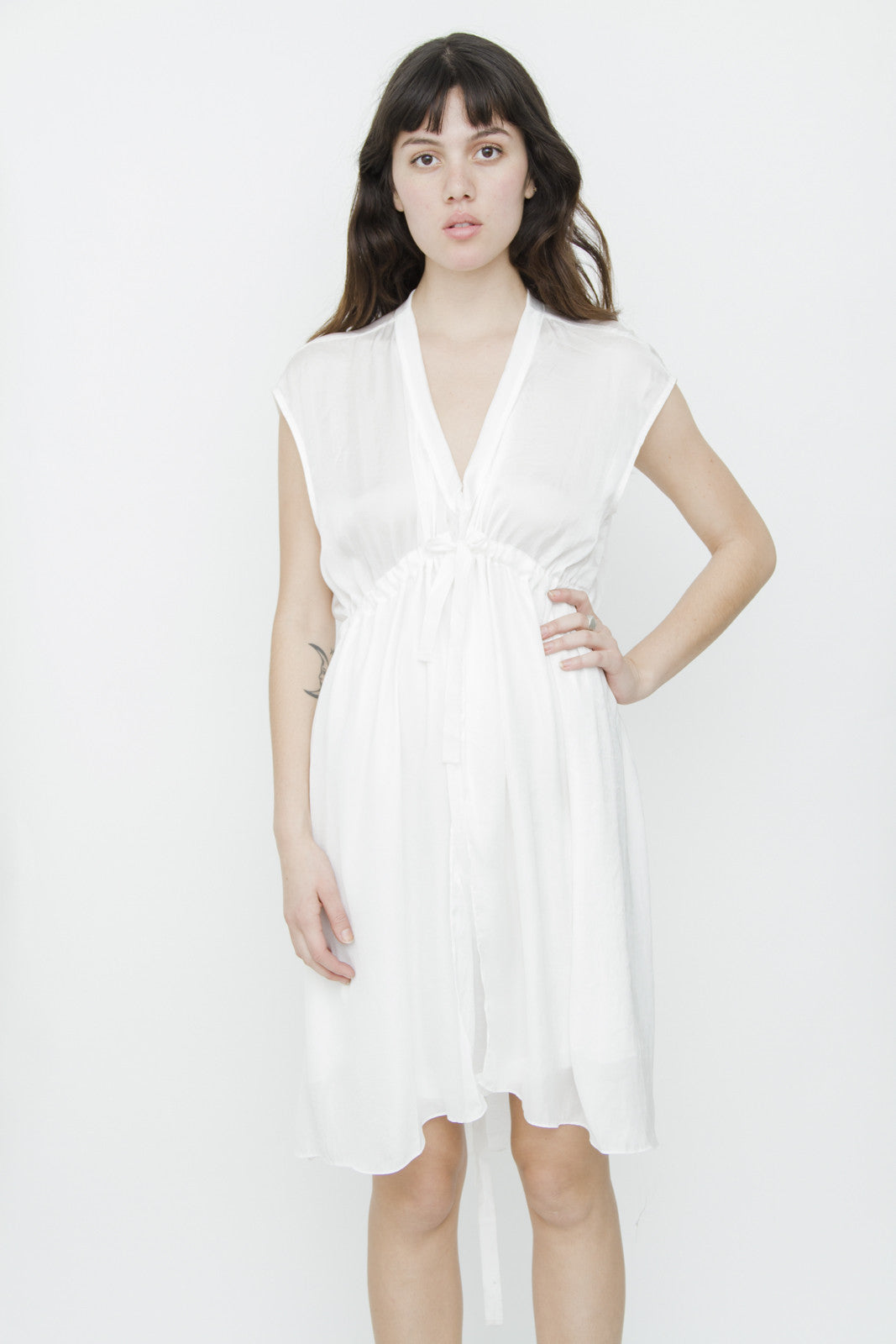 WHITE DRAPED DRESS
