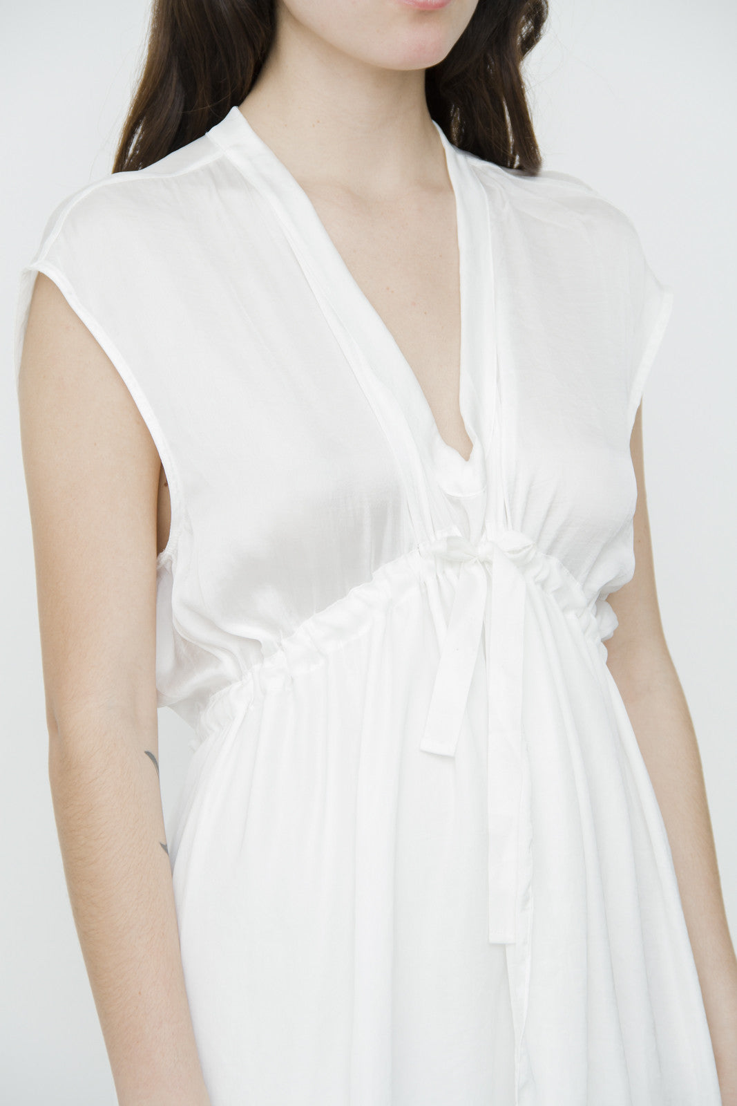 WHITE DRAPED DRESS