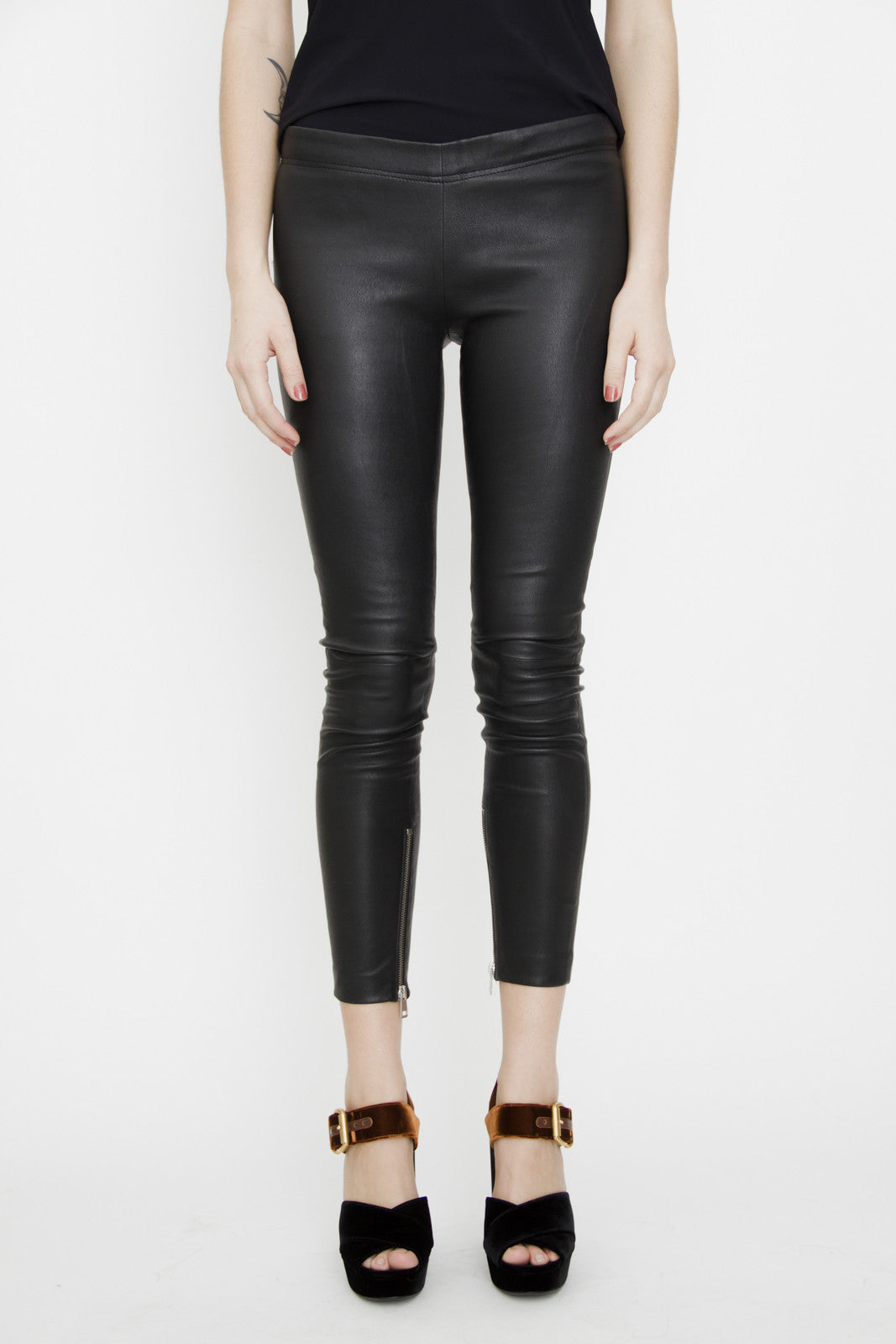 ZIP LEATHER LEGGINGS