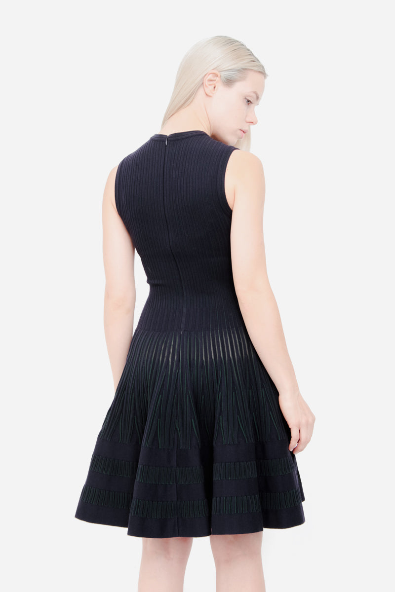 NAVY FIT & FLARE DRESS