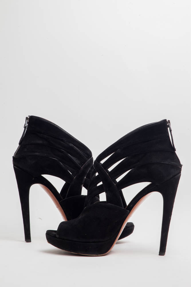SUEDE CUTOUT HEELS