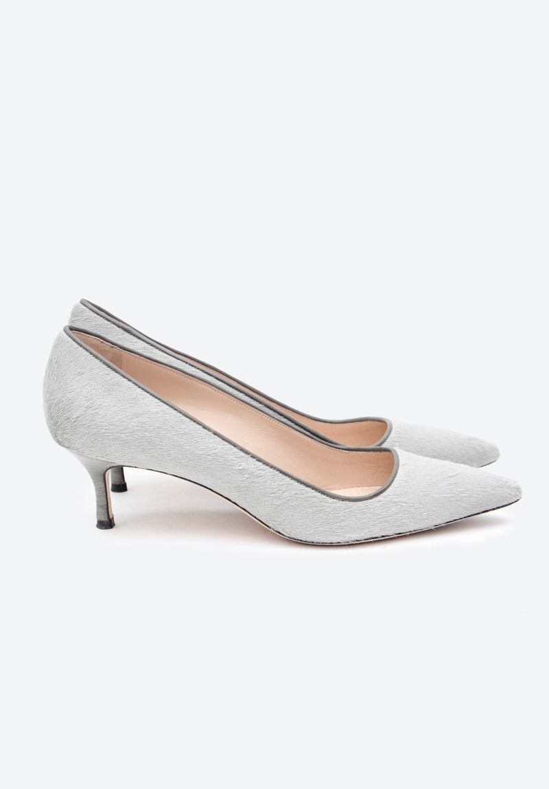 PONY HAIR KITTEN HEELS