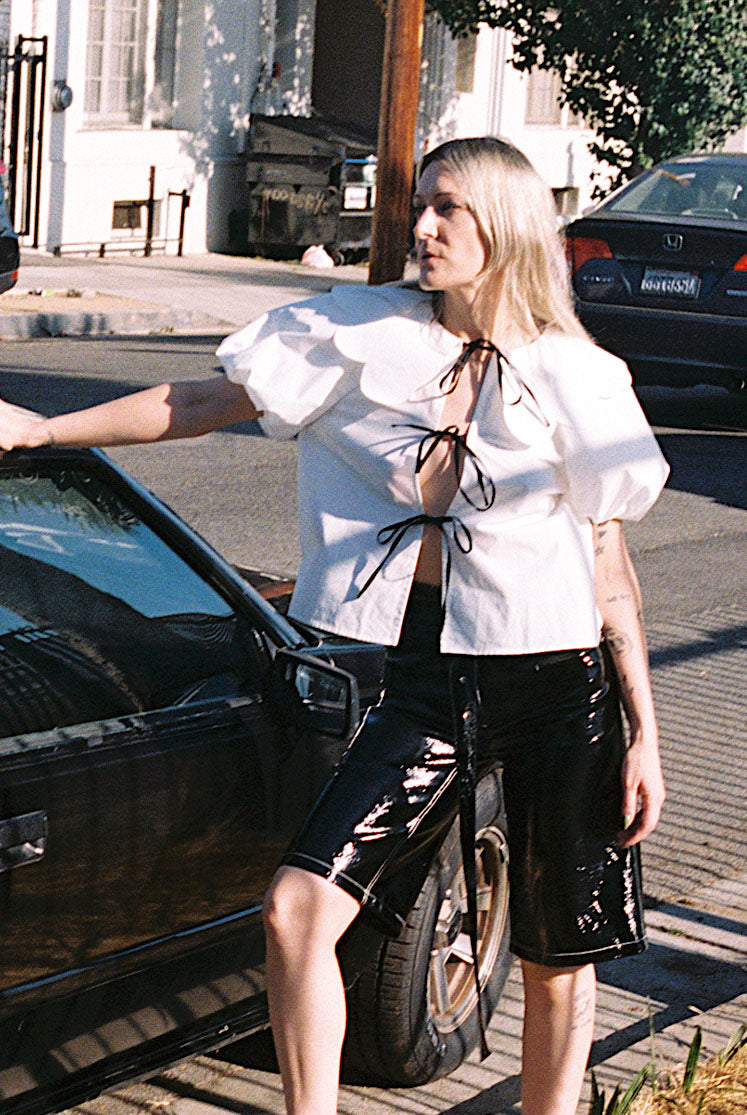 LIZA FAUX PATENT SHORTS