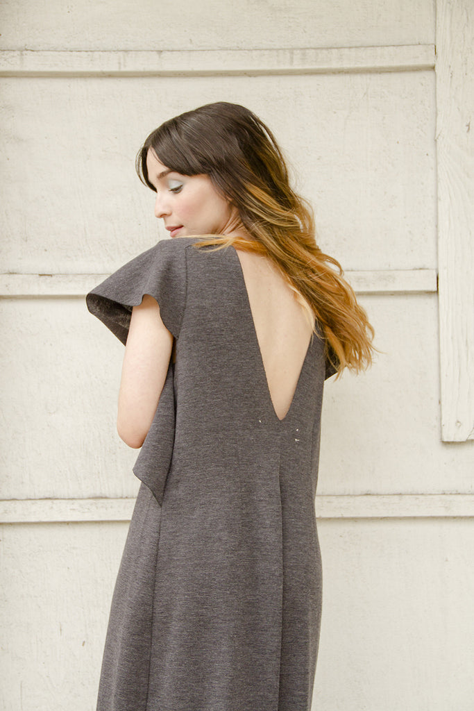 GRAY WOOL KNIT GOWN