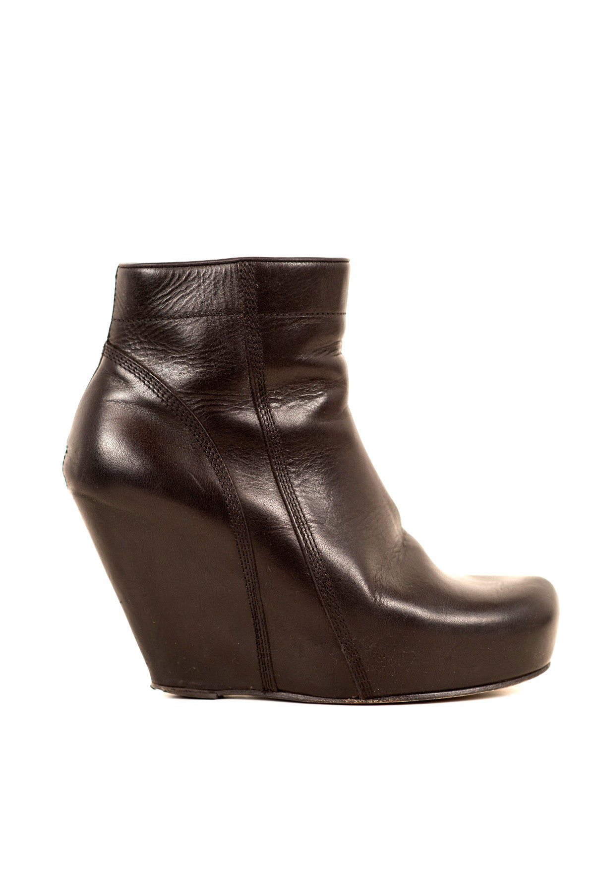 WEDGE LEATHER ANKLE BOOTIES