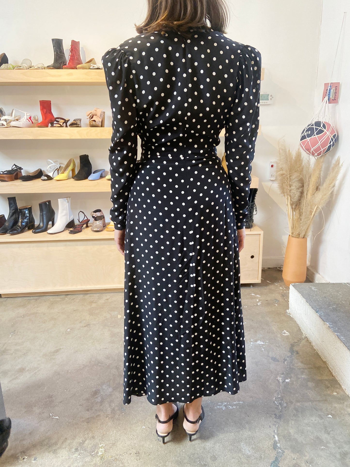 POLKA DOT BOW WAIST MIDI DRESS