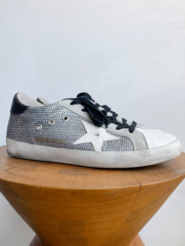 GOLDEN GOOSE Superstar Pearl White Iridescent Leather Star Low Top Sneaker 39