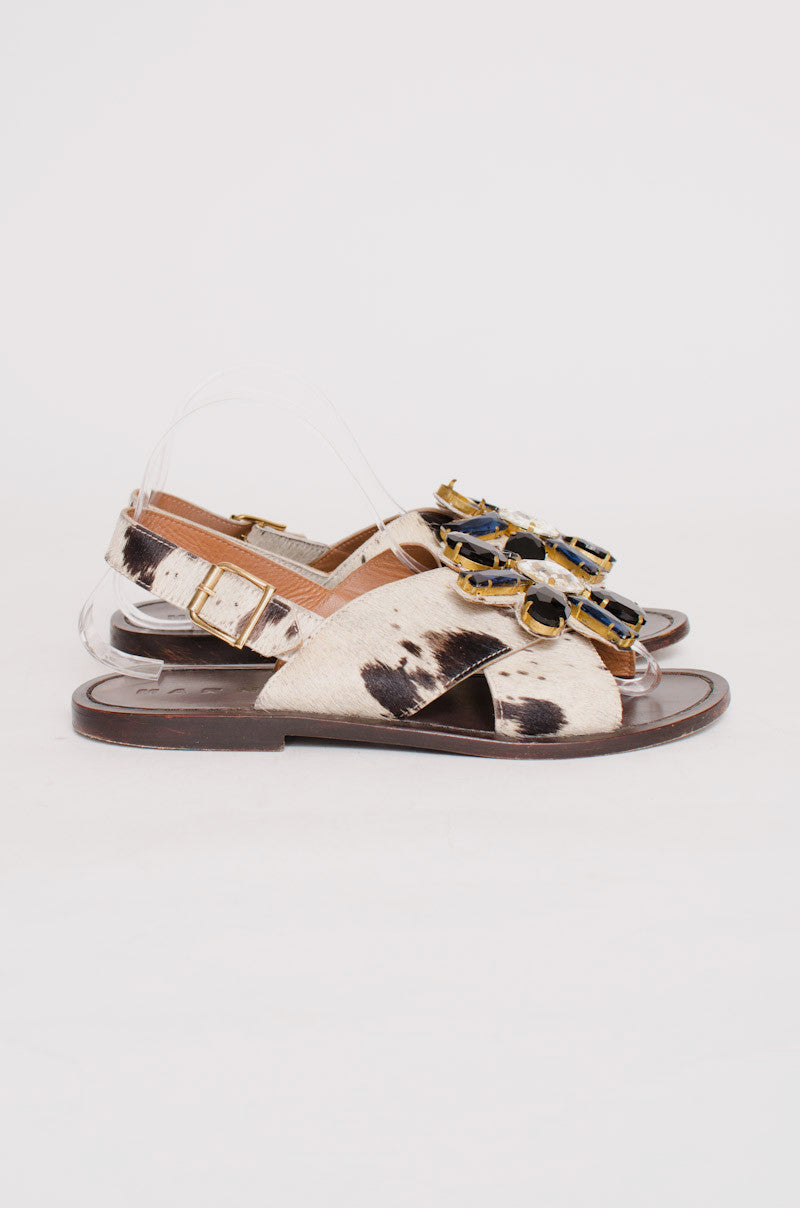 PONYHAIR GEMSTONE SANDALS