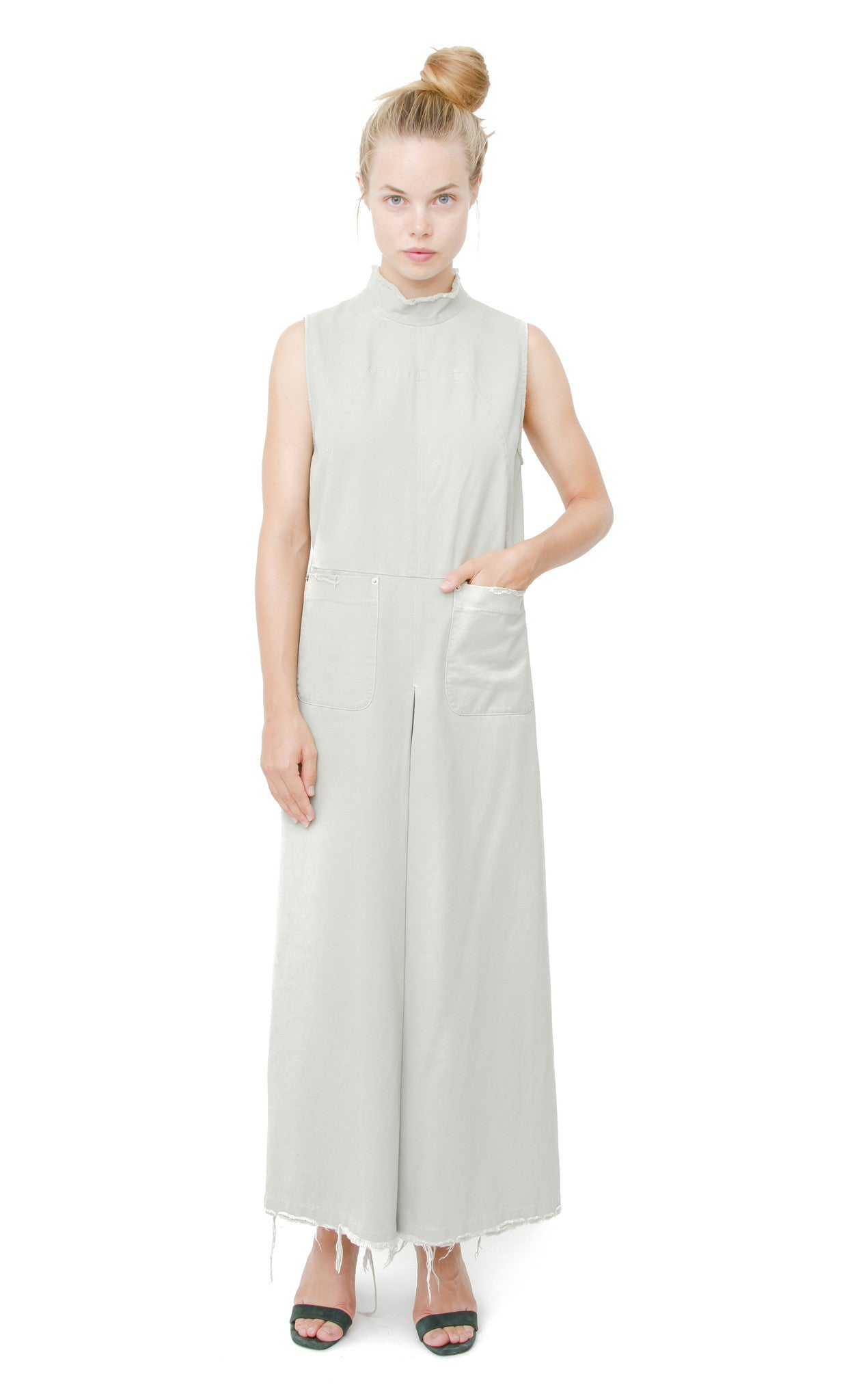 PASTEL GREEN FRAYED JUMPSUIT
