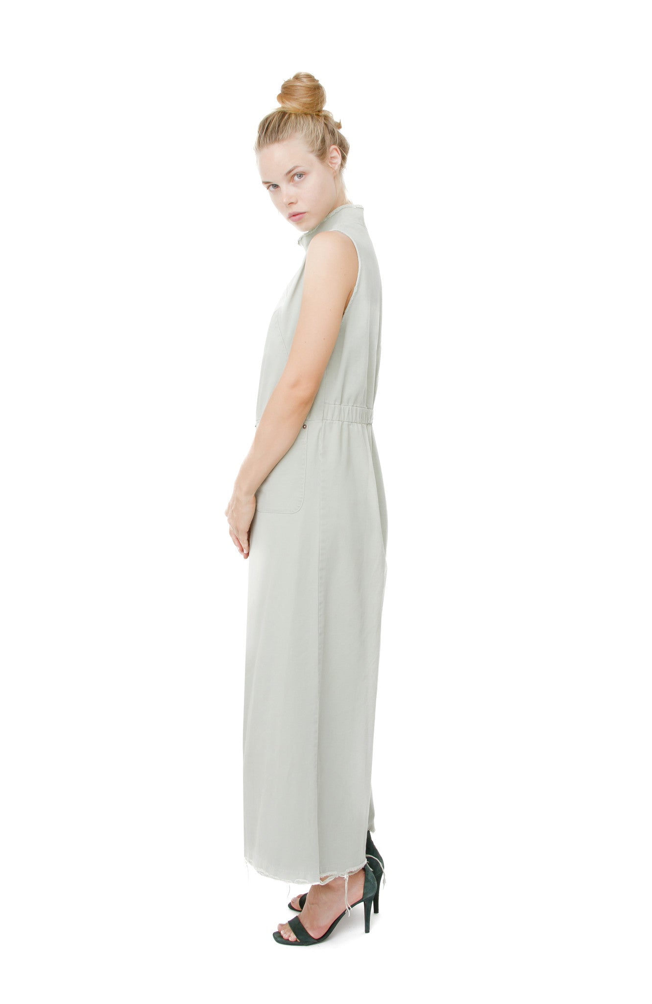 PASTEL GREEN FRAYED JUMPSUIT