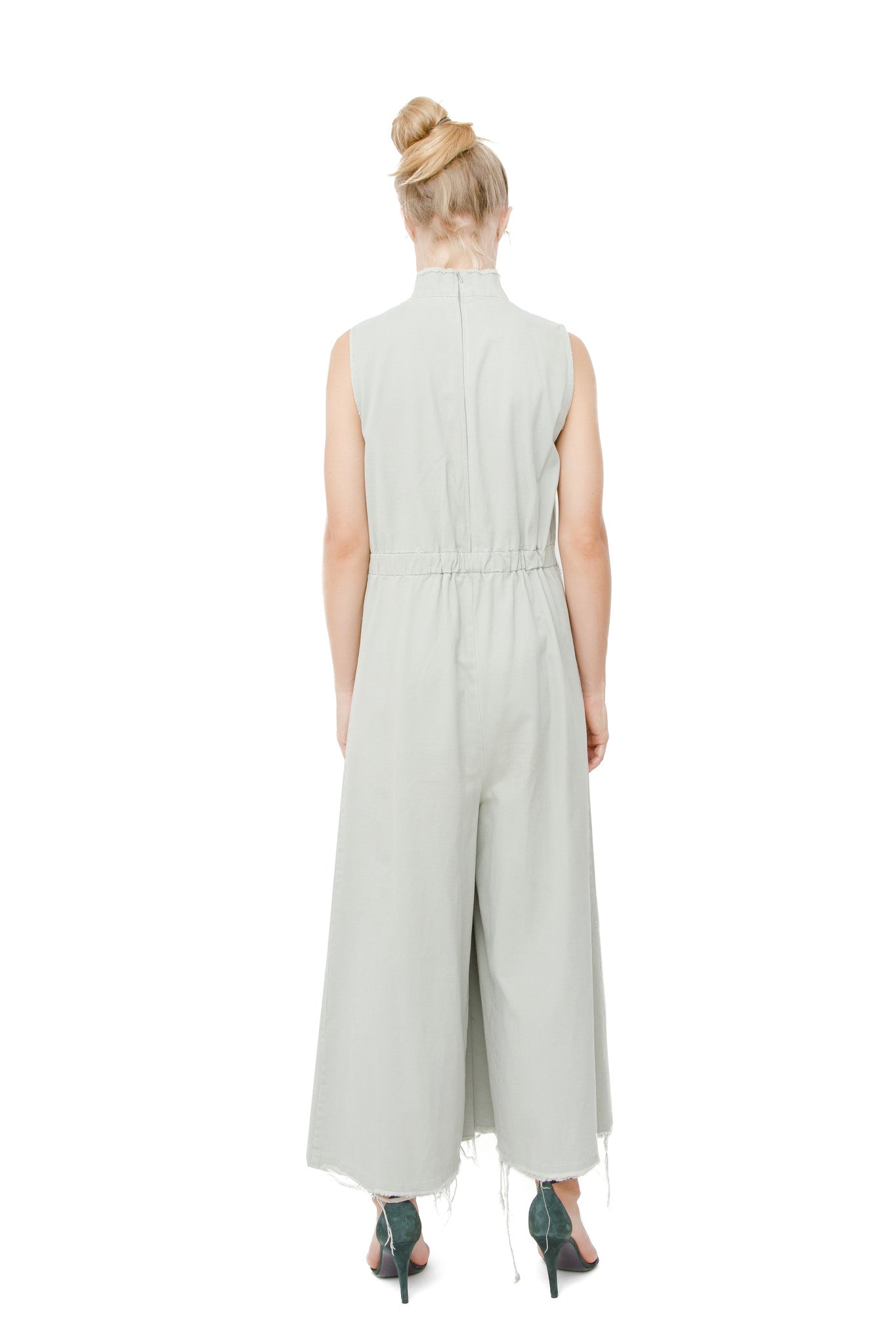 PASTEL GREEN FRAYED JUMPSUIT