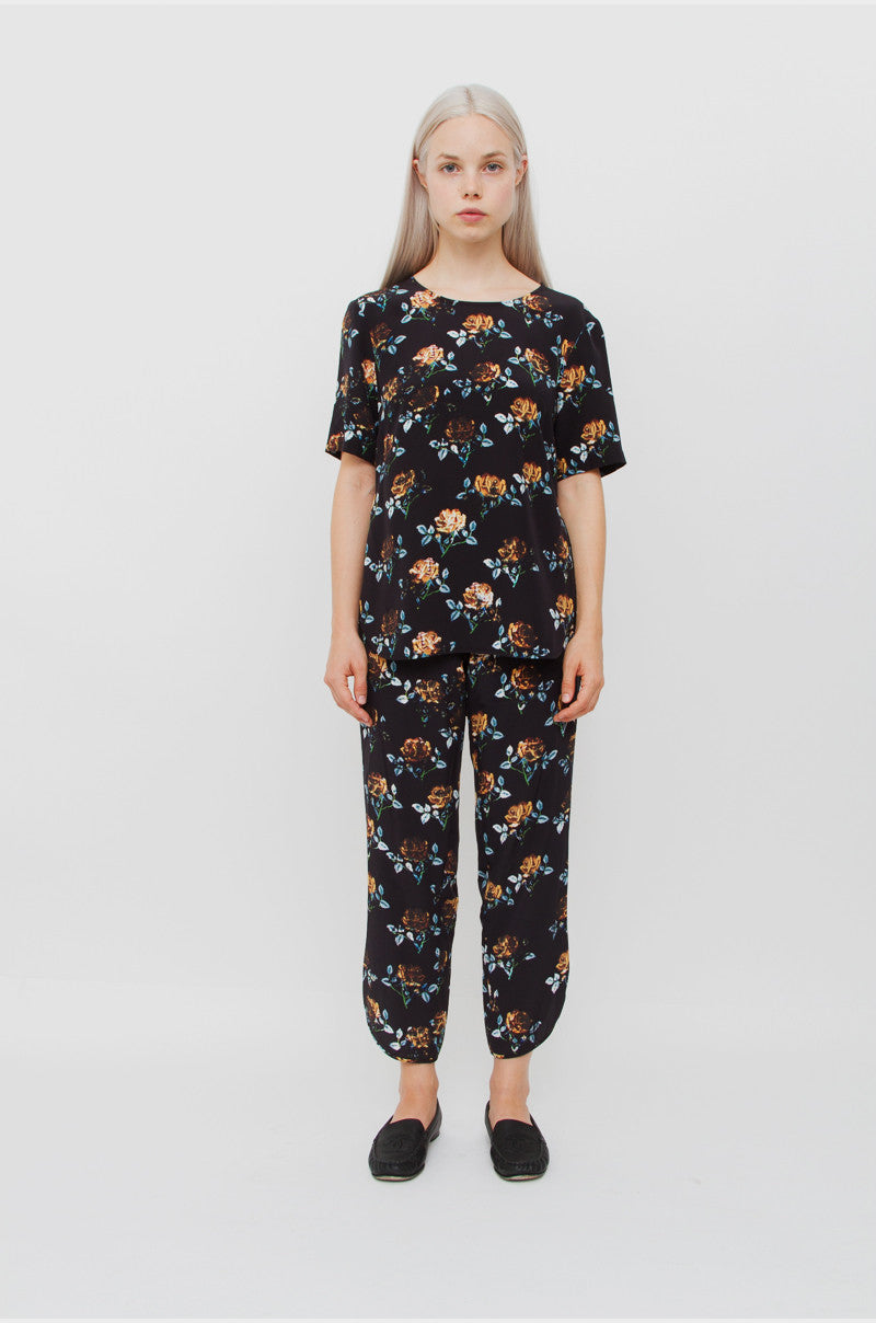 FLORAL SILK PANTS