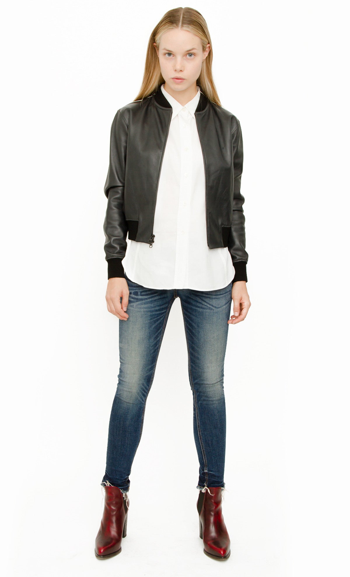 LEATHER BOMBER JACKET