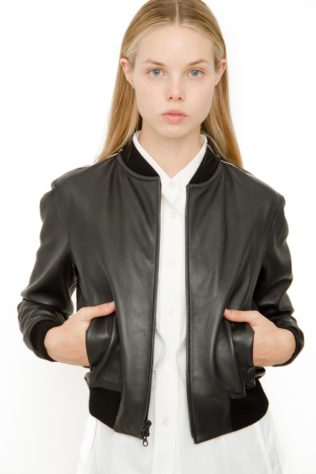 LEATHER BOMBER JACKET