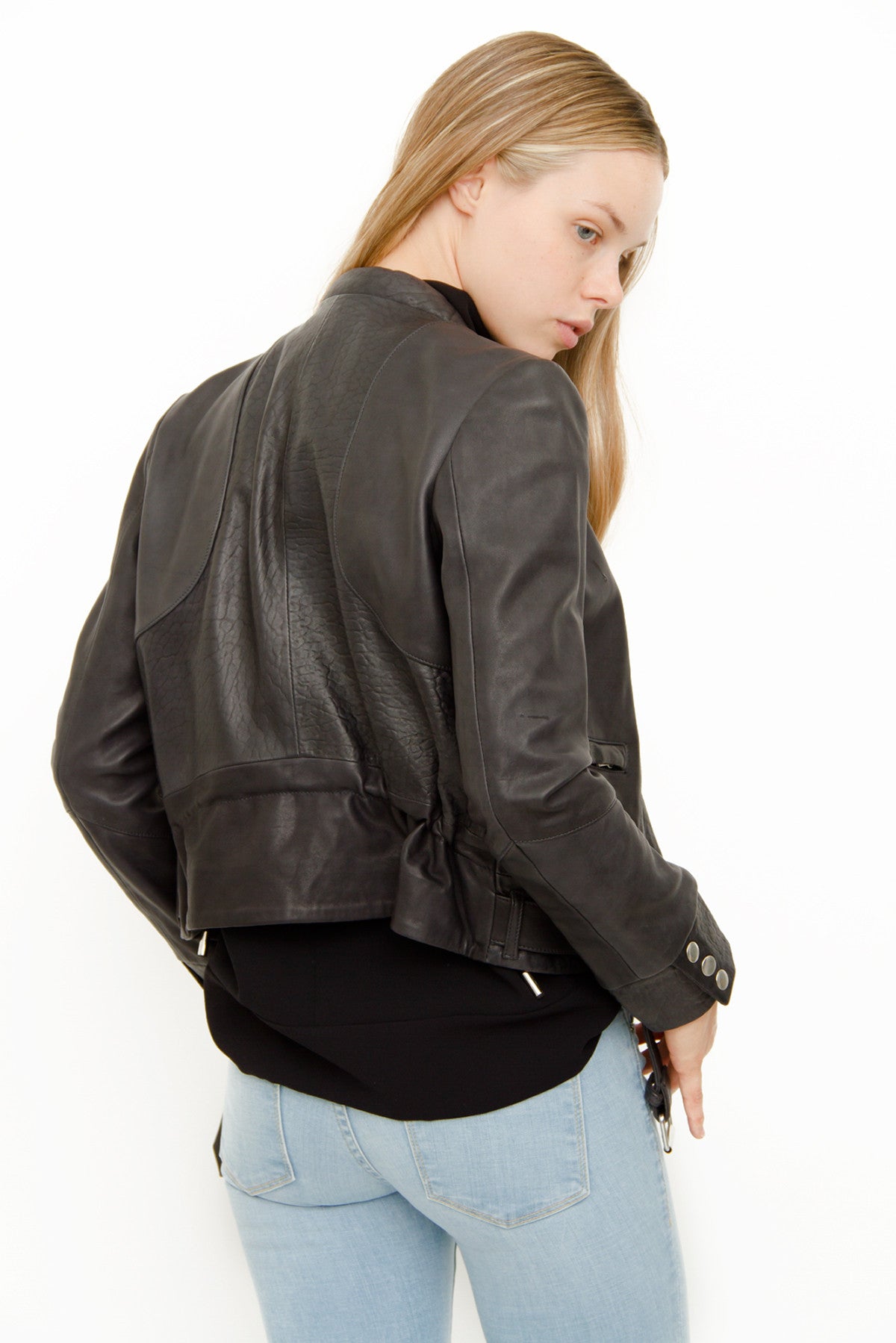 GANGSTER NAVY LEATHER JACKET