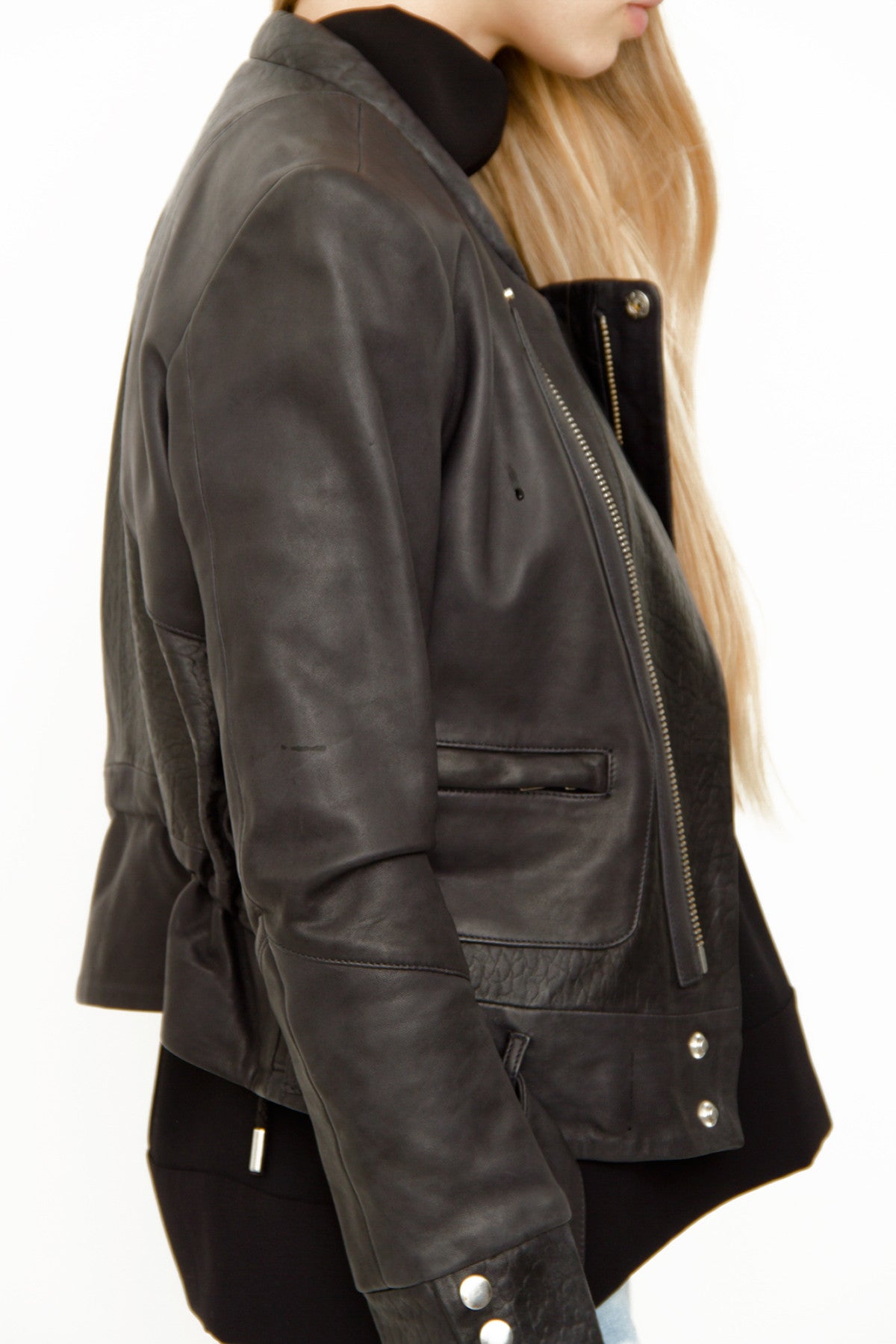 GANGSTER NAVY LEATHER JACKET