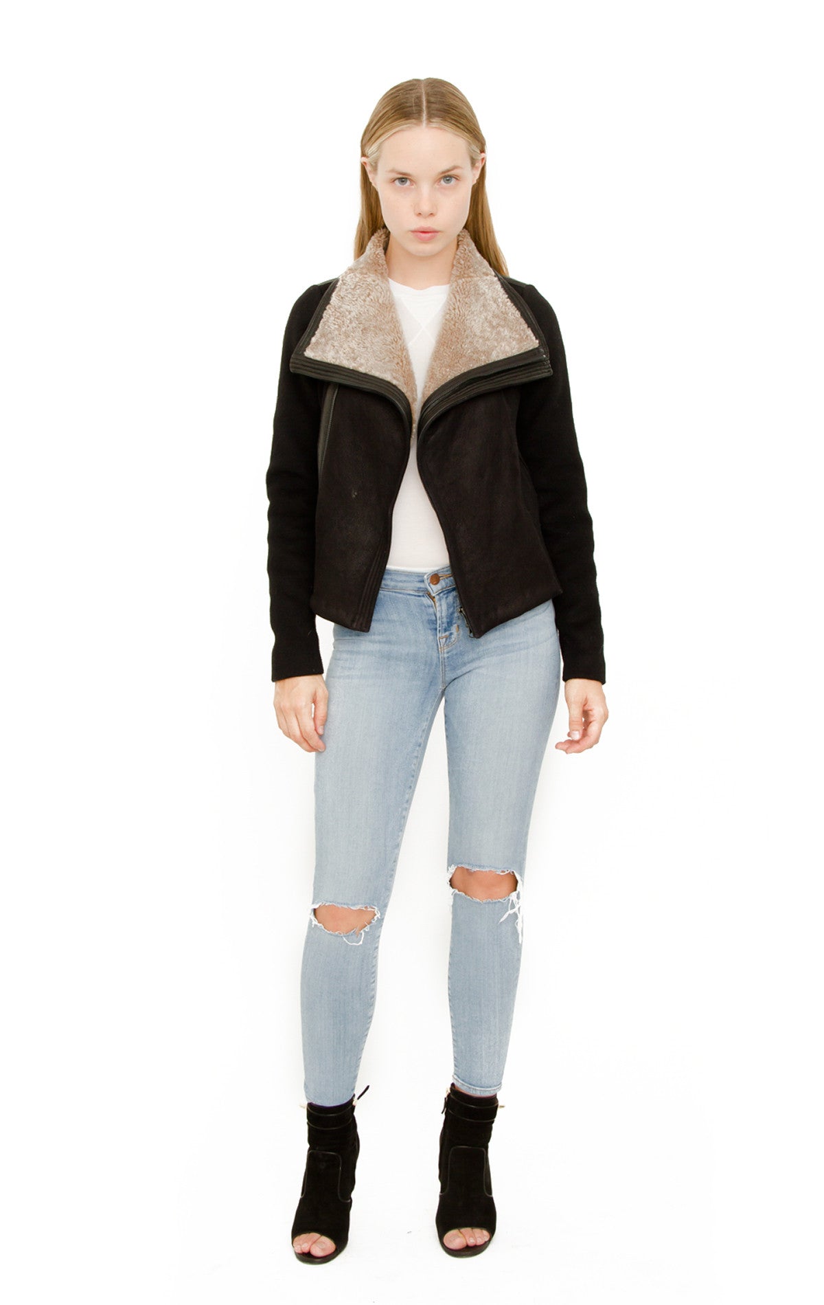SHEARLING LEATHER MOTO JACKET