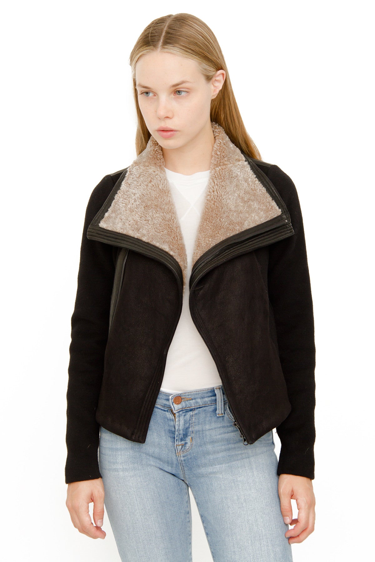 SHEARLING LEATHER MOTO JACKET