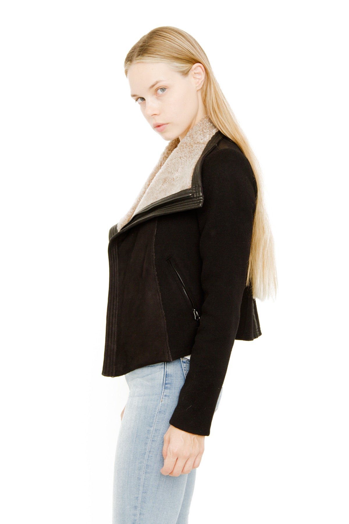 SHEARLING LEATHER MOTO JACKET