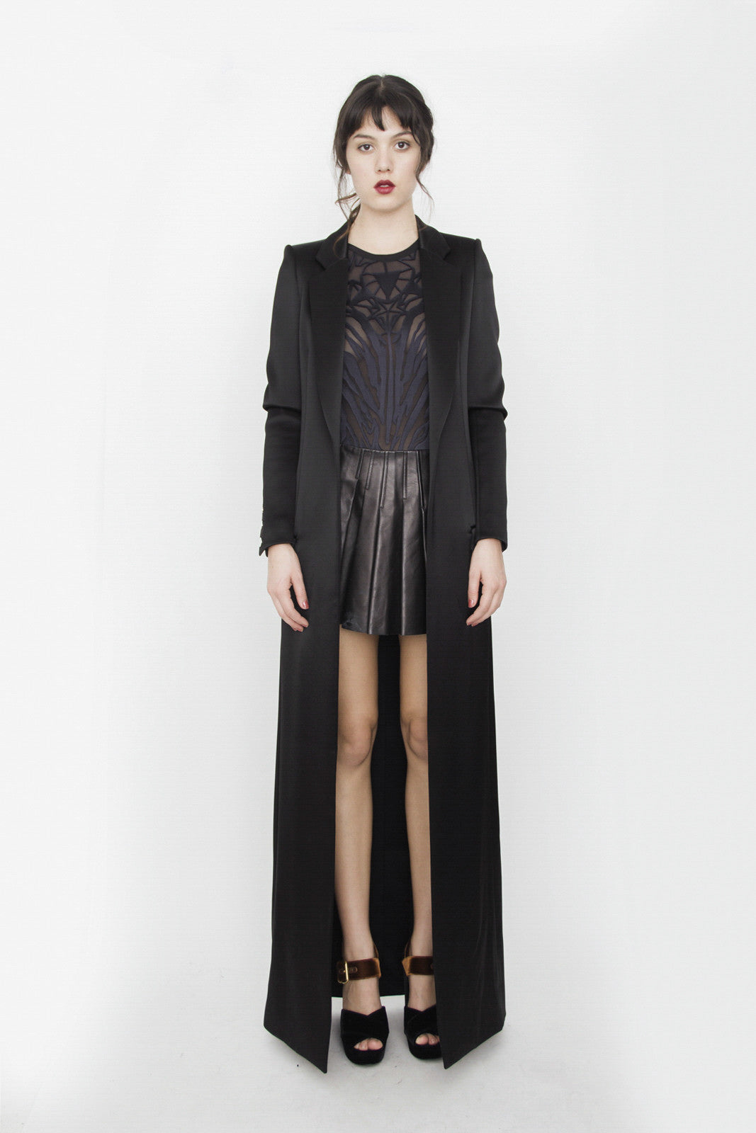 SATIN FLOOR LENGTH COAT