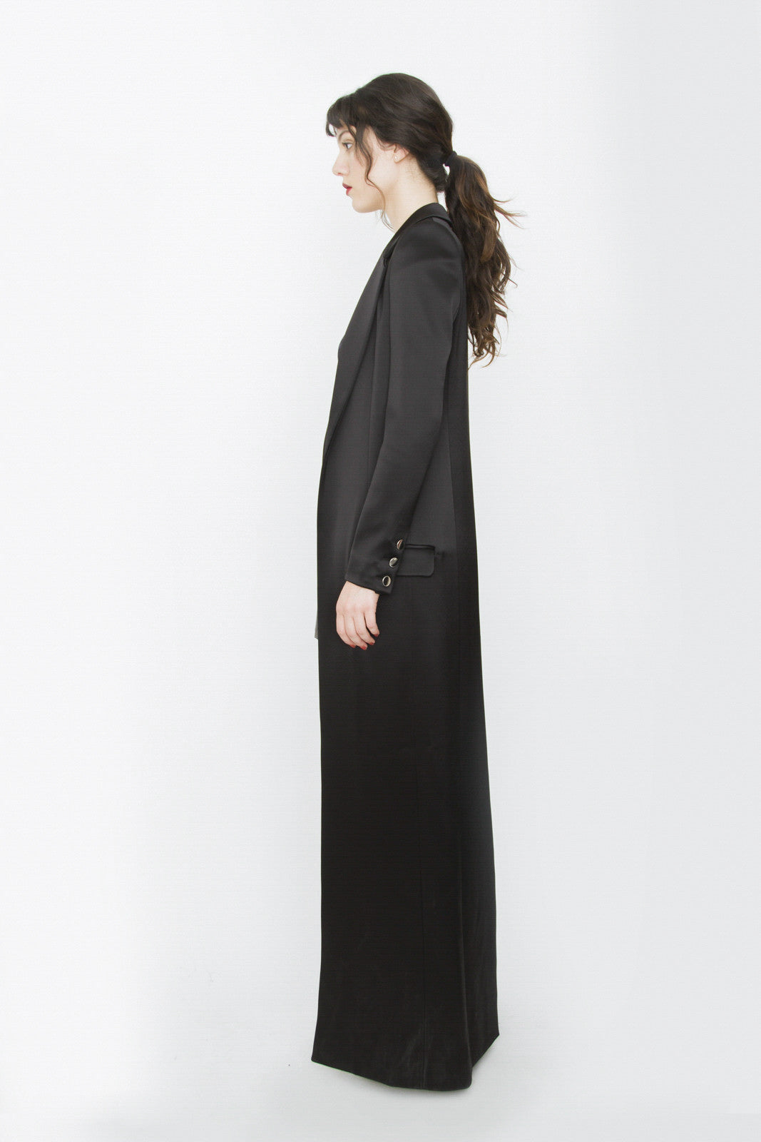 SATIN FLOOR LENGTH COAT