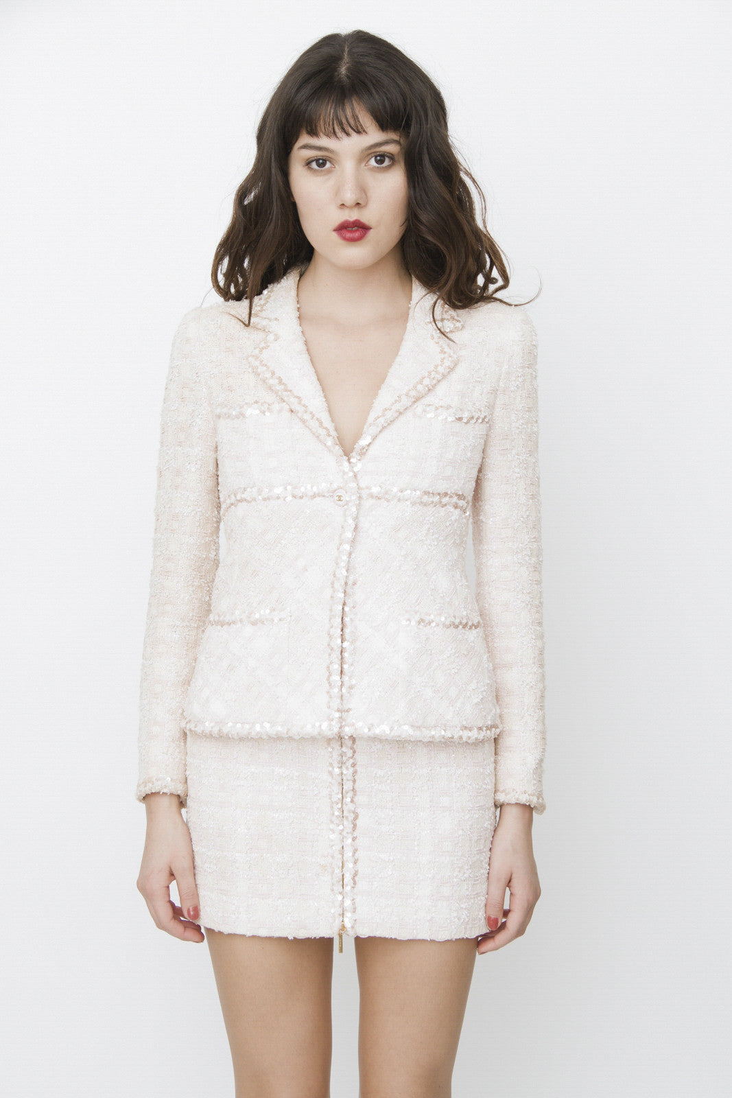 PINK TWEED SKIRT SUIT