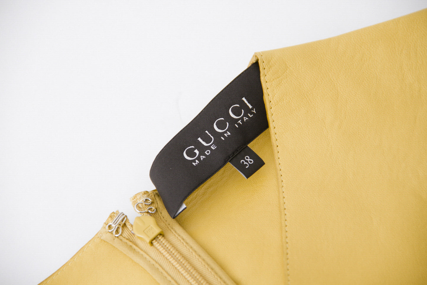 MUSTARD YELLOW LEATHER SILK DRESS