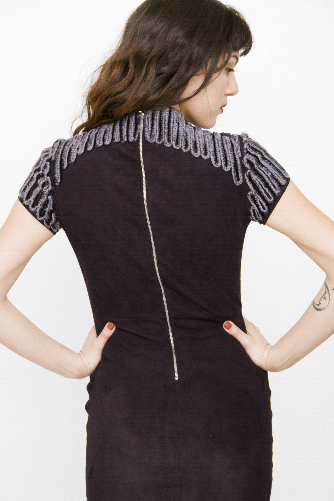 SUEDE EMBROIDERED DRESS