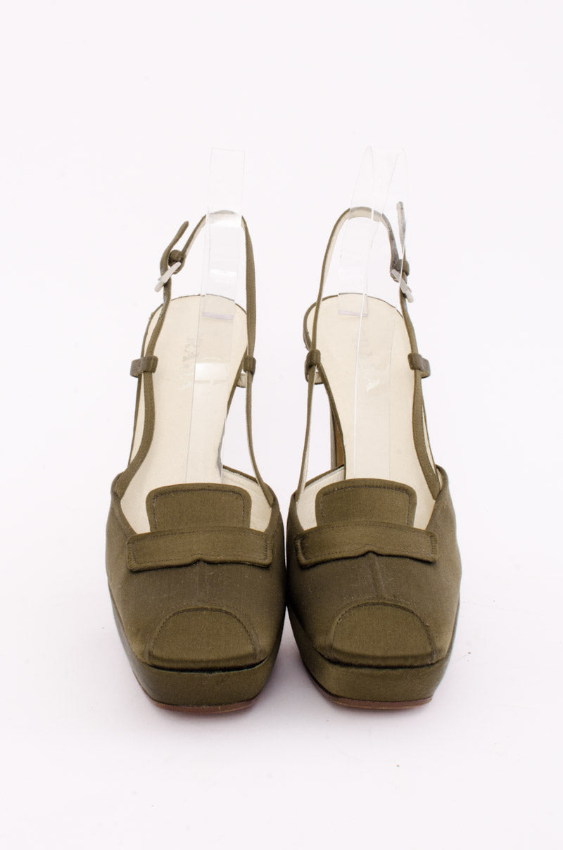 OLIVE SATIN PLATFORMS