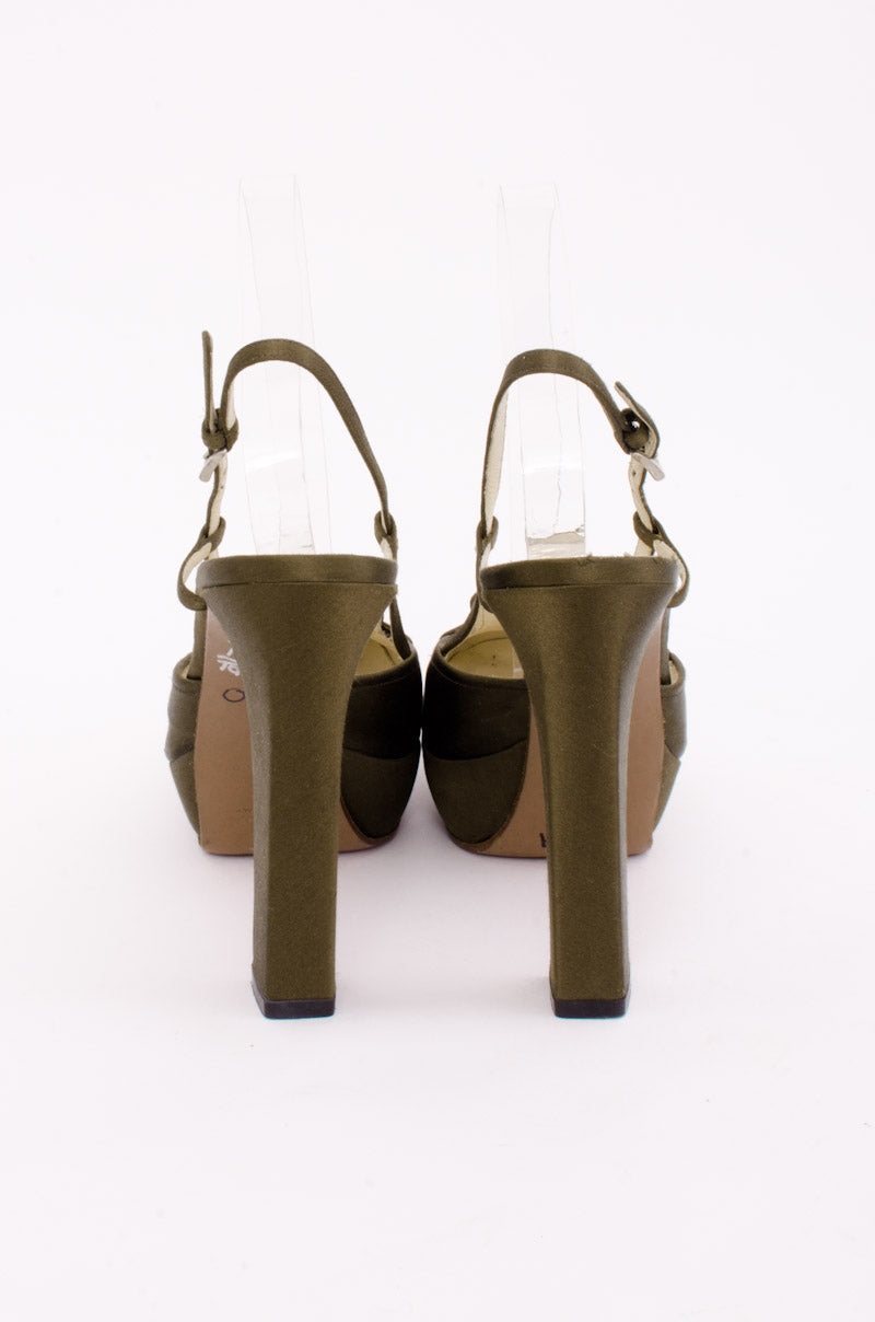 OLIVE SATIN PLATFORMS