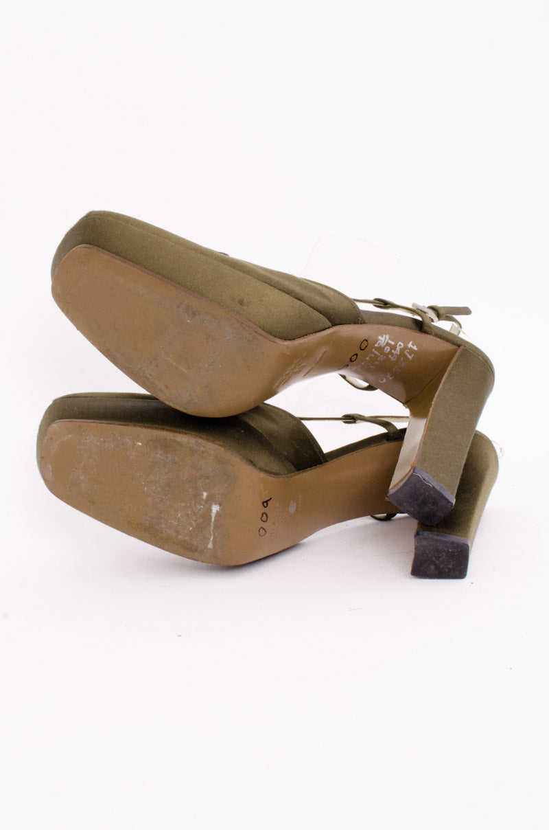OLIVE SATIN PLATFORMS