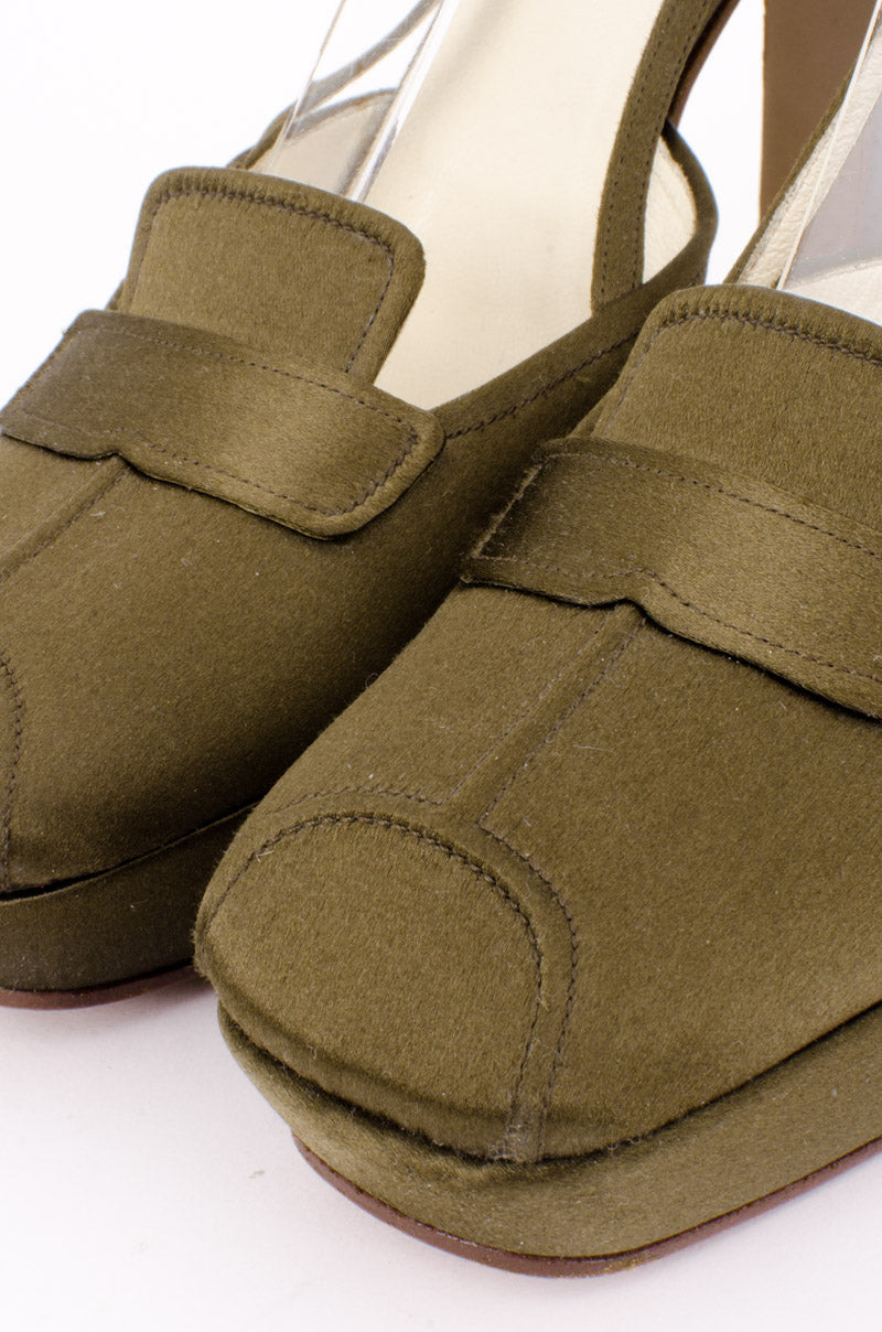 OLIVE SATIN PLATFORMS