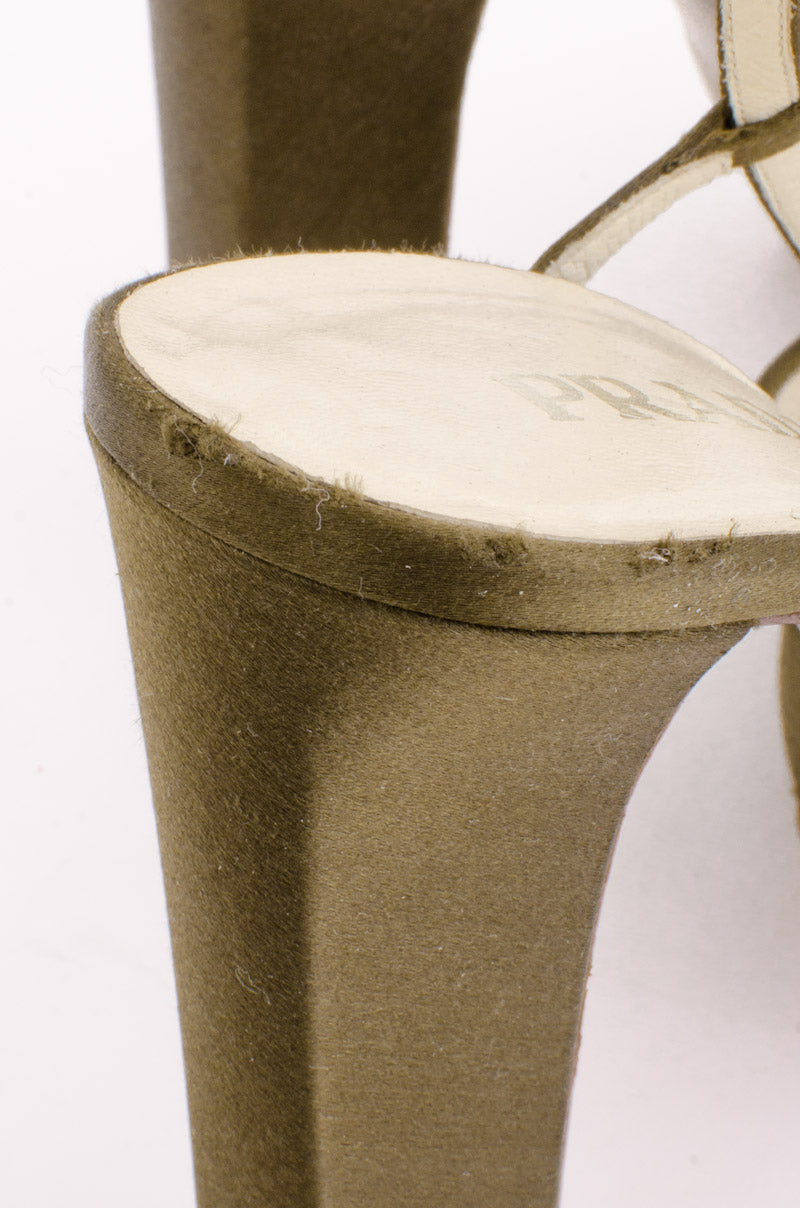 OLIVE SATIN PLATFORMS