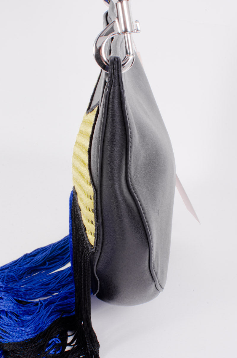 FRINGE LEATHER PURSE WITH TAGS