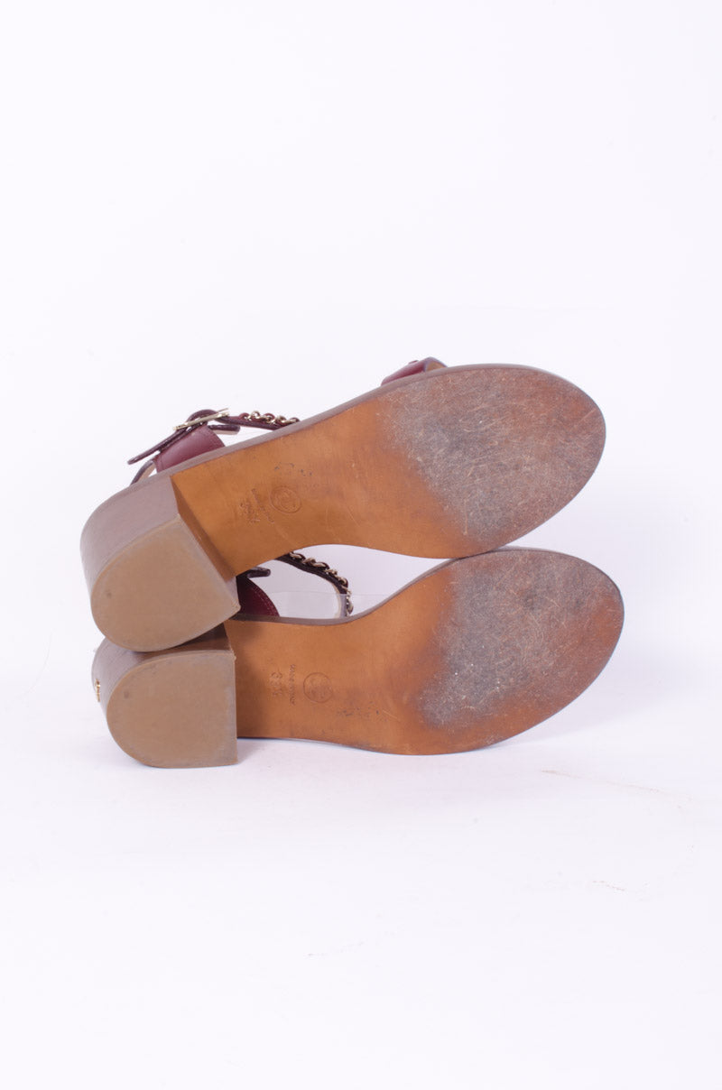 MAROON CHAIN SANDALS