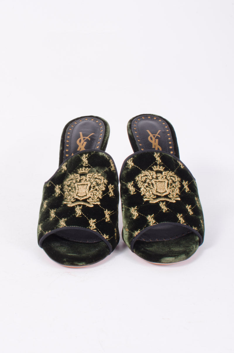 VELVET EMBROIDERED MULES